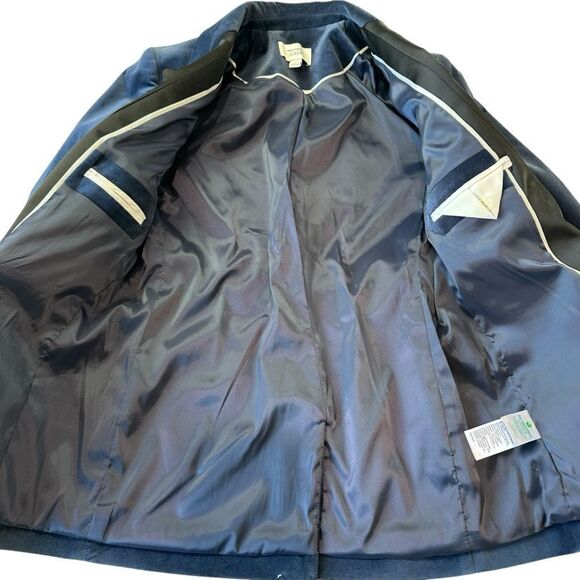 J. Crew X Marie Marot Blue Tuxedo Velvet Stretch Holiday Formal Party Blazer, 00 - Picture 10 of 14